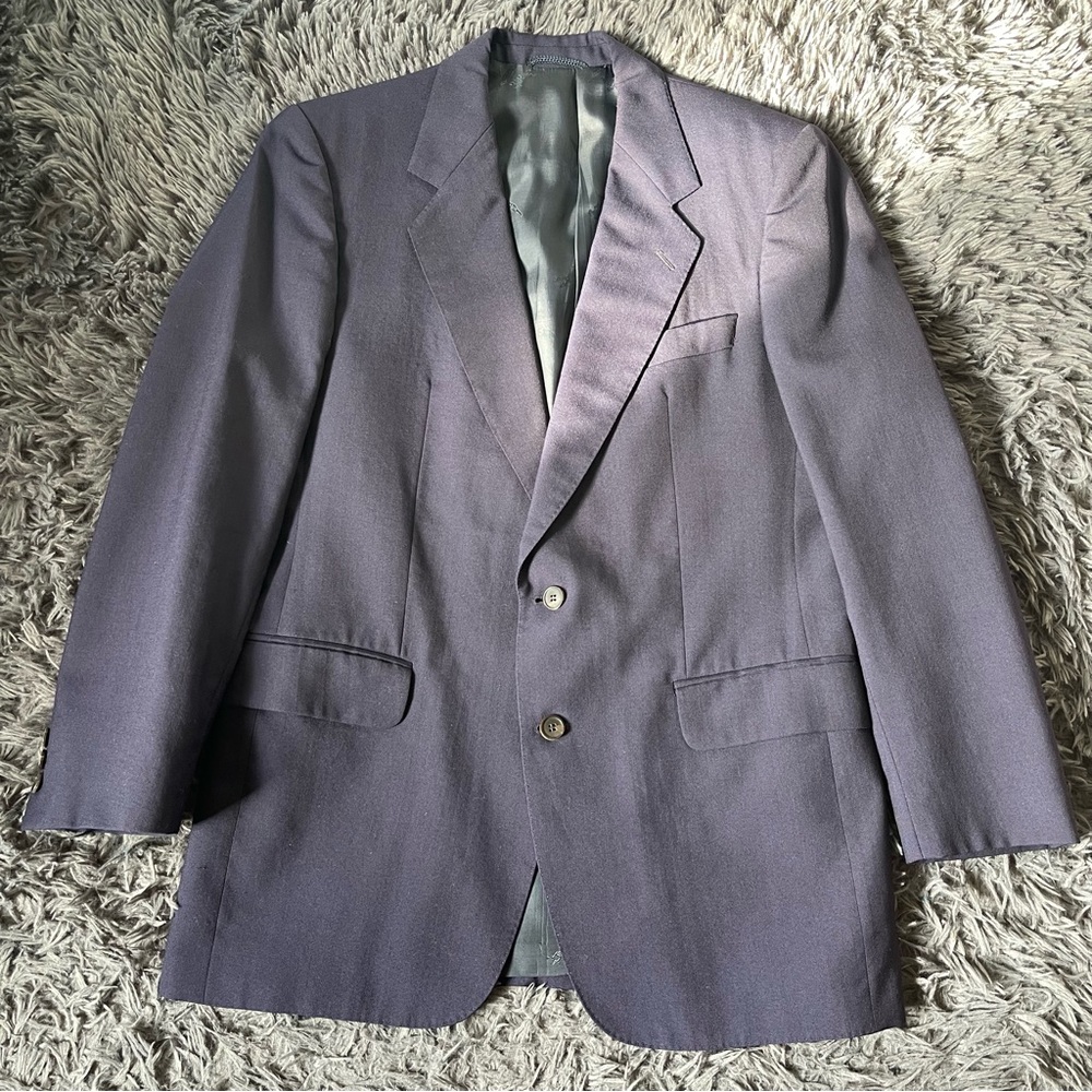 Vintage Burberry Purple Pure Wool Blazer 36R Structured Shoulders & Logo Lining